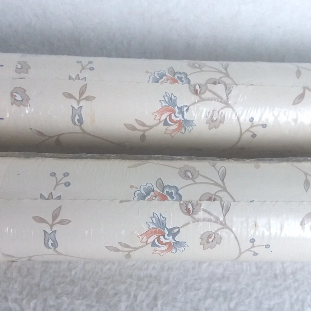 Borden Home Wallpaper Double Roll Bolt Vinyl Coated Floral Pattern WC775 Vintage